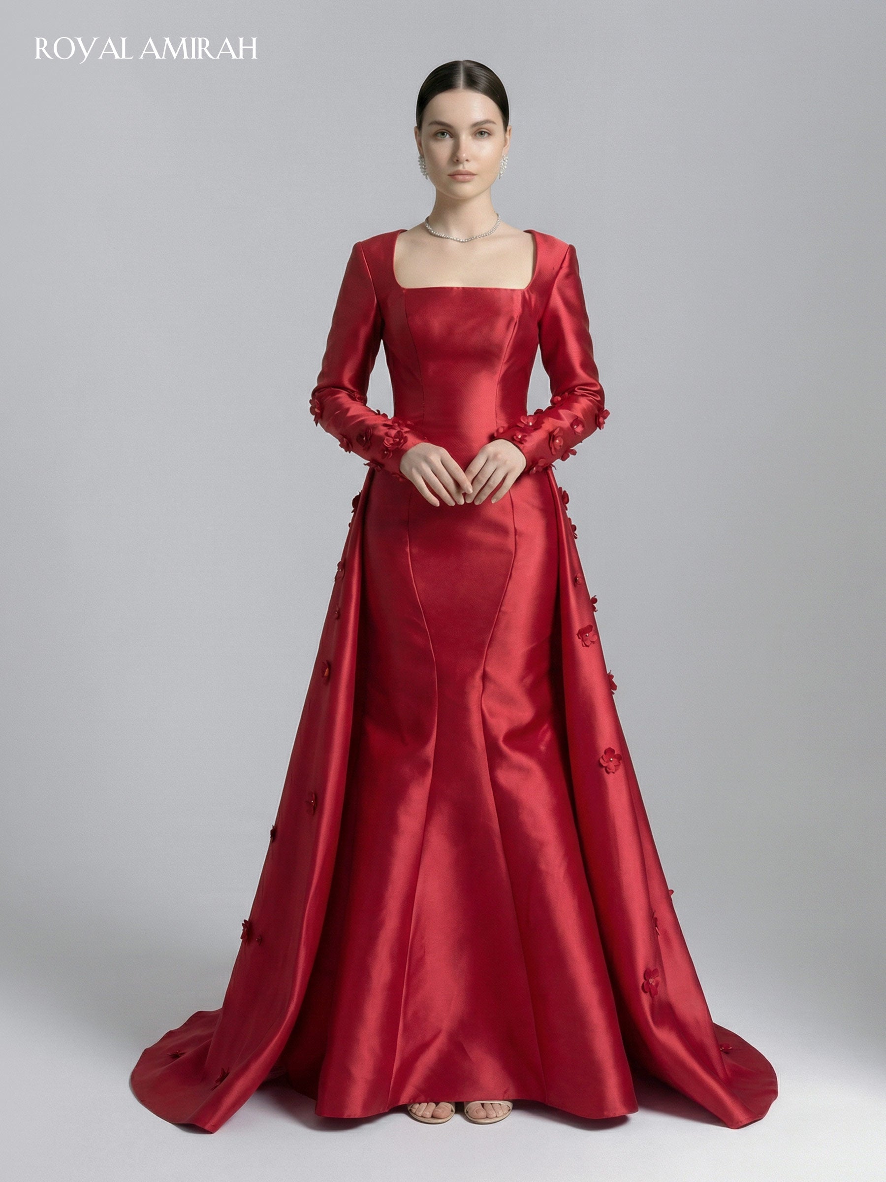royal red red silk dress Cute Mermaid Spaghetti Straps Royal Blue Satin Long Prom Dresses Burgundy / 00