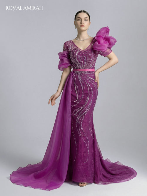 royal purple formal dress A Line V Neck Royal Blue Purple Long Prom Dress with Leg Slit, V Neck jbydress