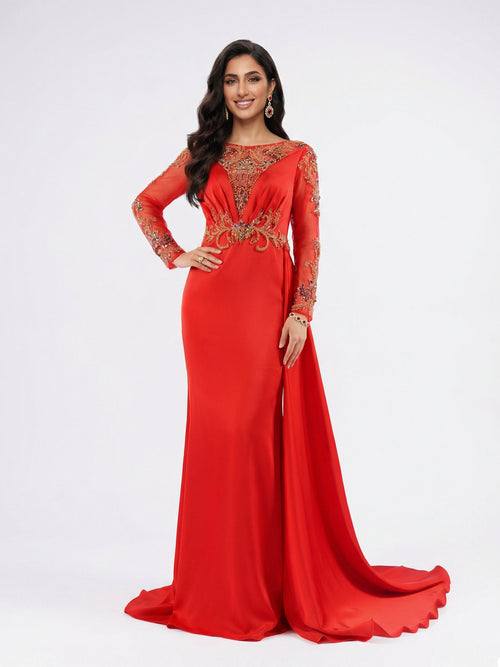 royal red red silk dress Thats So Fetch | Arabelle High Neck Satin Maxi Dress | red