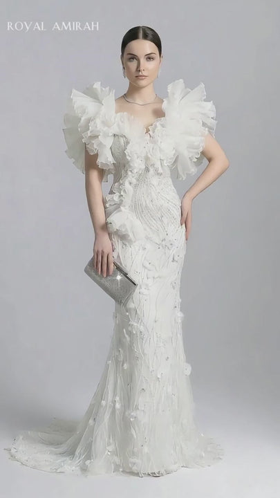 Royal Amirah White Evening Dress H1892-8