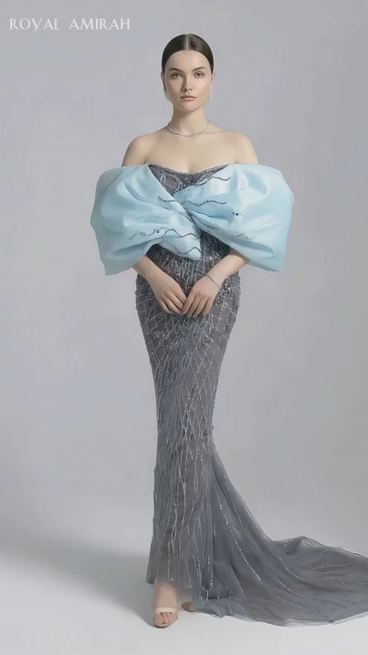 Royal Amirah Silver Evening Dress H1916
