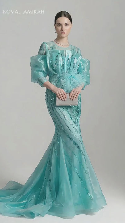 Royal Amirah Green Evening Dress H1842-8