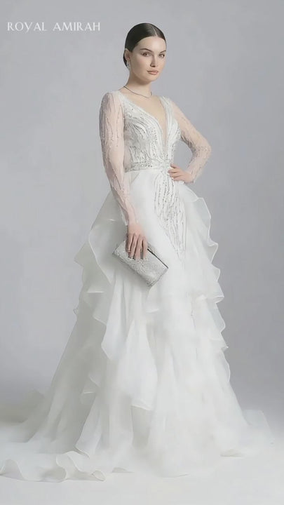 Royal Amirah White Evening Dress H1359-8