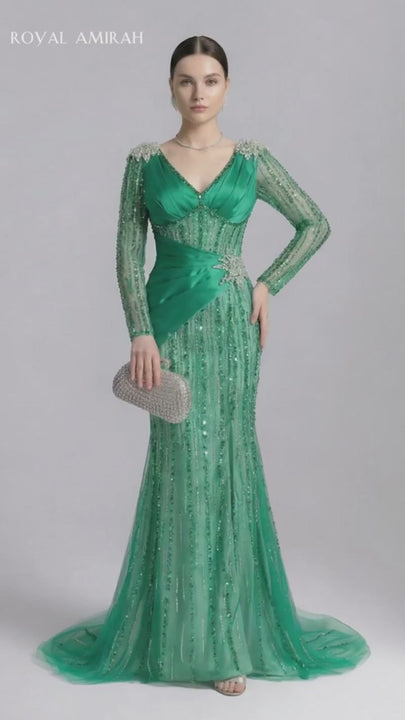 Royal Amirah Green Evening Dress H1879-8